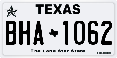 TX license plate BHA1062