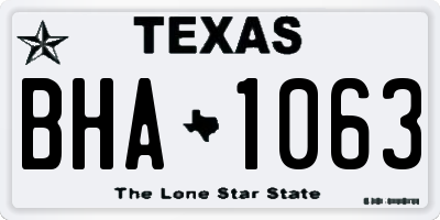 TX license plate BHA1063