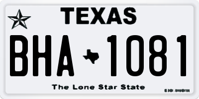 TX license plate BHA1081