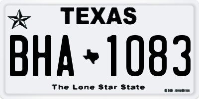 TX license plate BHA1083