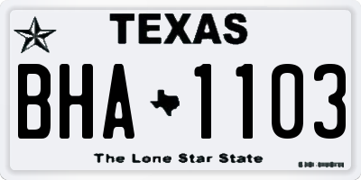 TX license plate BHA1103