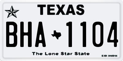 TX license plate BHA1104
