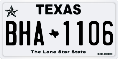 TX license plate BHA1106