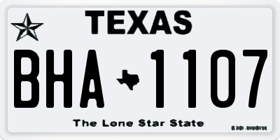 TX license plate BHA1107