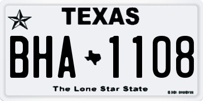 TX license plate BHA1108