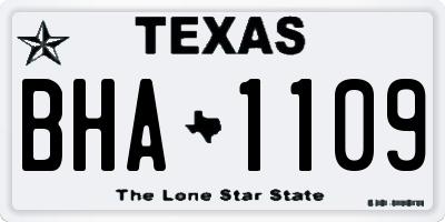 TX license plate BHA1109