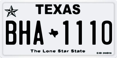 TX license plate BHA1110