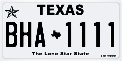TX license plate BHA1111