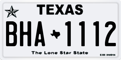 TX license plate BHA1112