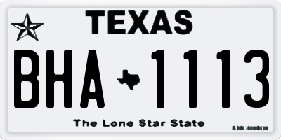 TX license plate BHA1113