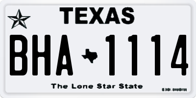 TX license plate BHA1114