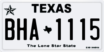 TX license plate BHA1115