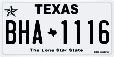 TX license plate BHA1116