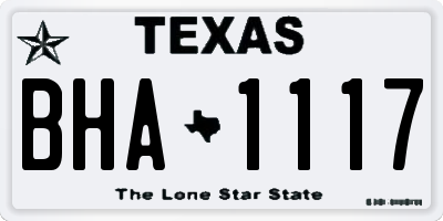 TX license plate BHA1117