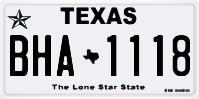 TX license plate BHA1118