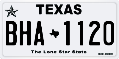 TX license plate BHA1120