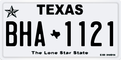 TX license plate BHA1121
