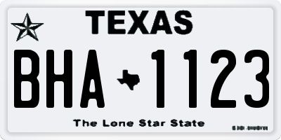 TX license plate BHA1123