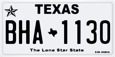 TX license plate BHA1130