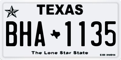 TX license plate BHA1135