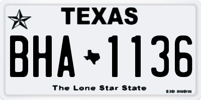 TX license plate BHA1136