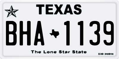 TX license plate BHA1139