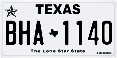 TX license plate BHA1140