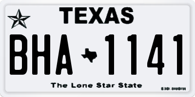 TX license plate BHA1141