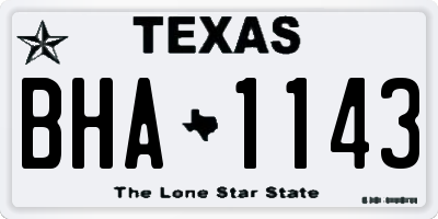 TX license plate BHA1143