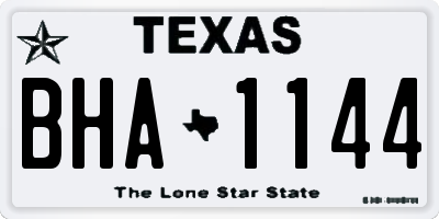 TX license plate BHA1144