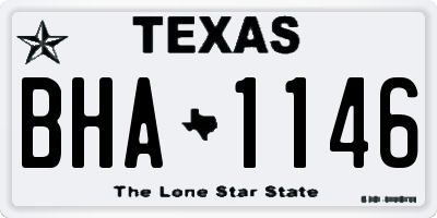 TX license plate BHA1146