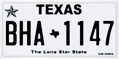 TX license plate BHA1147