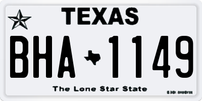 TX license plate BHA1149