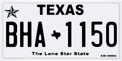 TX license plate BHA1150
