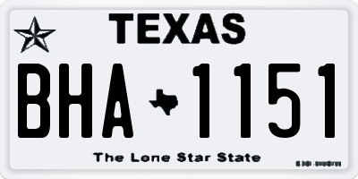 TX license plate BHA1151