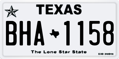 TX license plate BHA1158