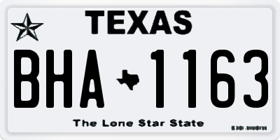 TX license plate BHA1163