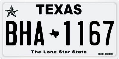 TX license plate BHA1167