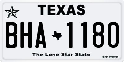 TX license plate BHA1180
