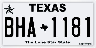 TX license plate BHA1181