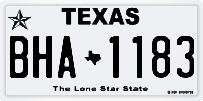 TX license plate BHA1183