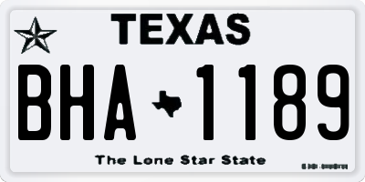 TX license plate BHA1189