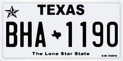 TX license plate BHA1190