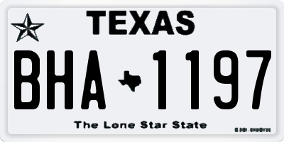 TX license plate BHA1197