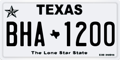 TX license plate BHA1200