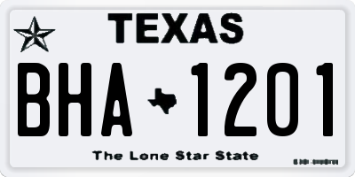 TX license plate BHA1201