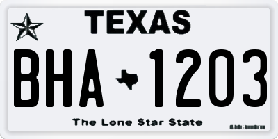 TX license plate BHA1203