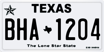 TX license plate BHA1204