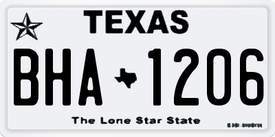TX license plate BHA1206