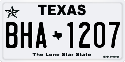 TX license plate BHA1207
